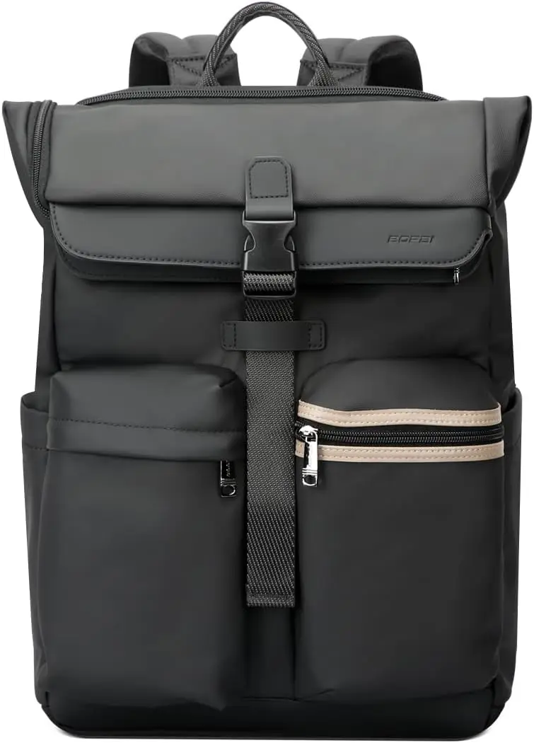 Men's Shock Absorbing Commute Backpack, 55.8% Weight Reduction Expandable 25L-30L Roll Top Laptop Backpack, Water & Scratch Resistant Tech Fabric, Water Bottle for Business & Daily Trip