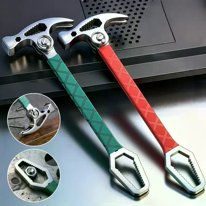 1Pcs Wrench Pry Bar Nail Lifting Multifunctional Sheep Horn Connected Hammer Woodworking Hammer Folding Sheep Horn Hammer