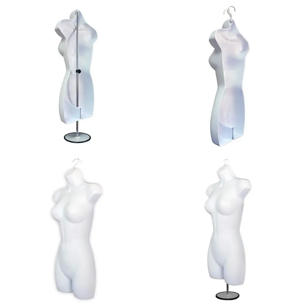 

White Female Mannequin with Metal Stand, Adjustable Hips, Hollow Back, Hanging Hook, S-M Size (4)