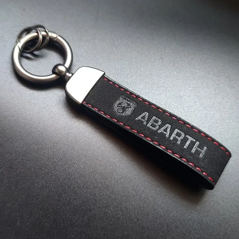 Luxury Suede Leather ABARTH Keychain for Fiat Abarth 595 500 124 Spider Key Ring Car Accessorie