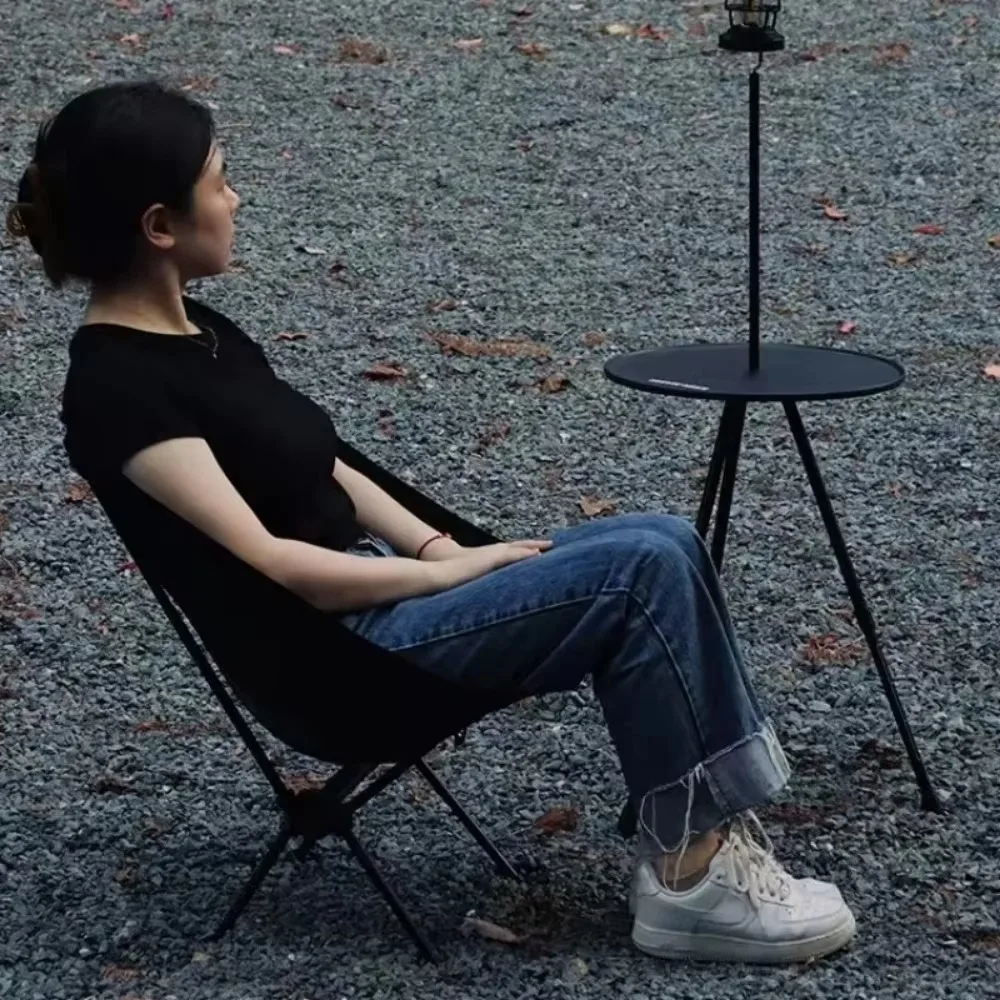 Outdoor Portable Folding Aluminum Alloy Moon Chair Leisure Lightweight Camping Fishing Chair for Travel Beach Home Garden Use view 5