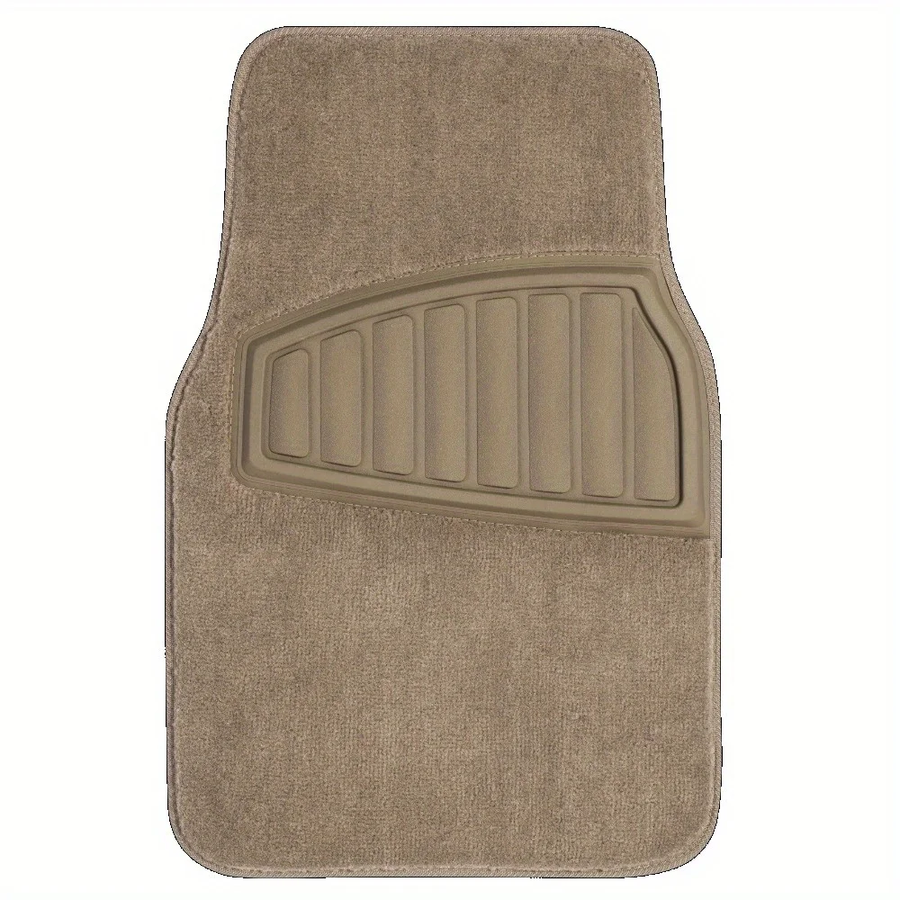 

4PC Tan Carpet Floor Mats, Tufted Polyester Universal Fit for Cars & SUVs, Easy Install Auto Accessories