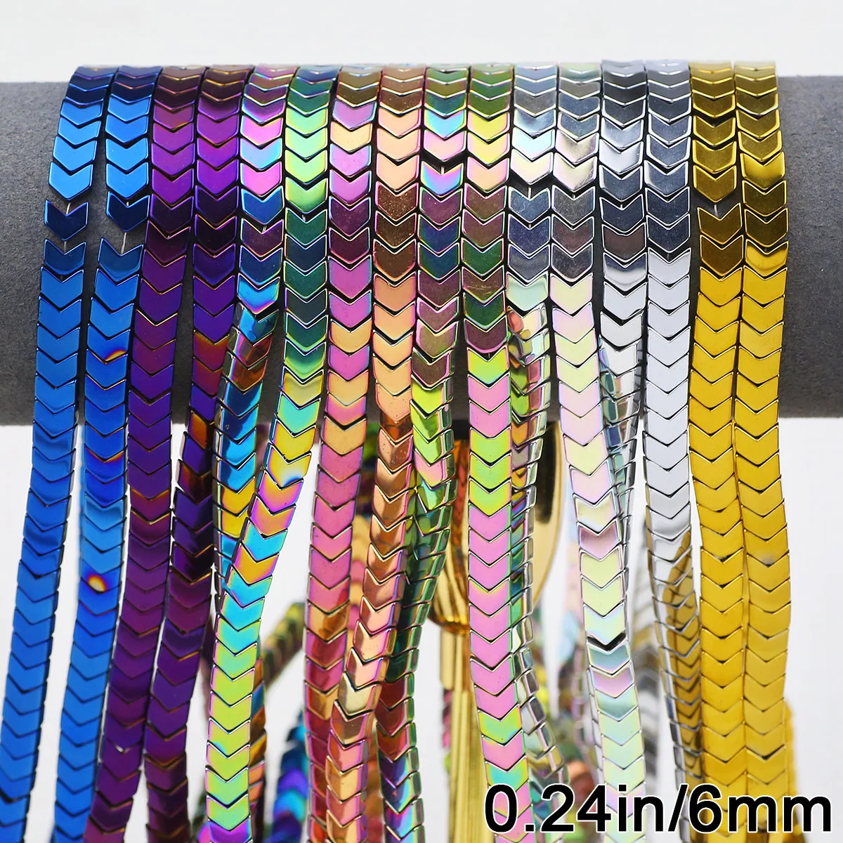 Bunte pfeilförmige Hämatitperlen Naturstein Spacer lose Perlen 15'' 6mm für DIY Schmuckherstellung Armband Halskette Ohrringe