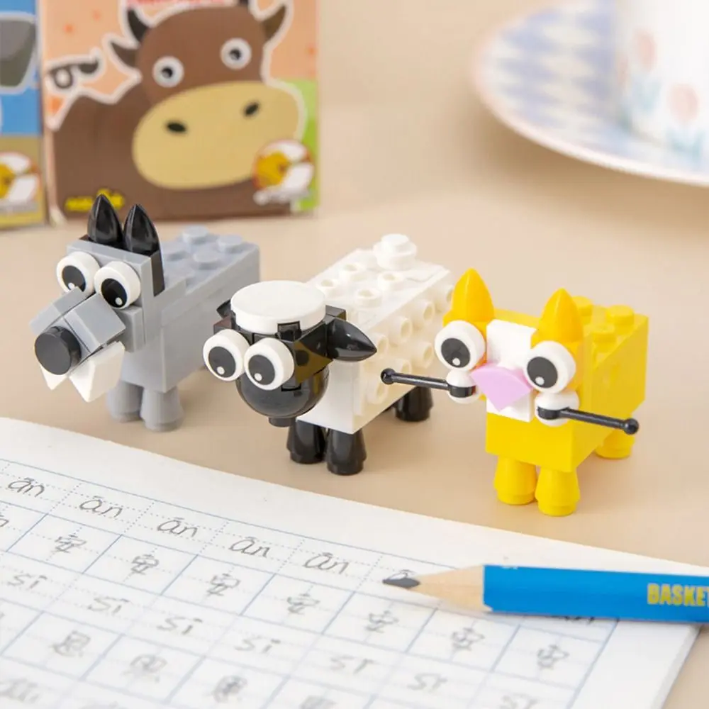 Animal Shape Building Blocks Pencil Sharpener Sketching Drawing DIY Assembly Pencil Sharpener Writing Puzzle Toys