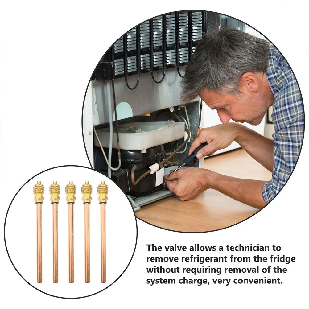 

Набор из 5 сервисных сервисных клапанов для заправки холодильников и кондиционеров, для заправки хладагентом и вакуумирования