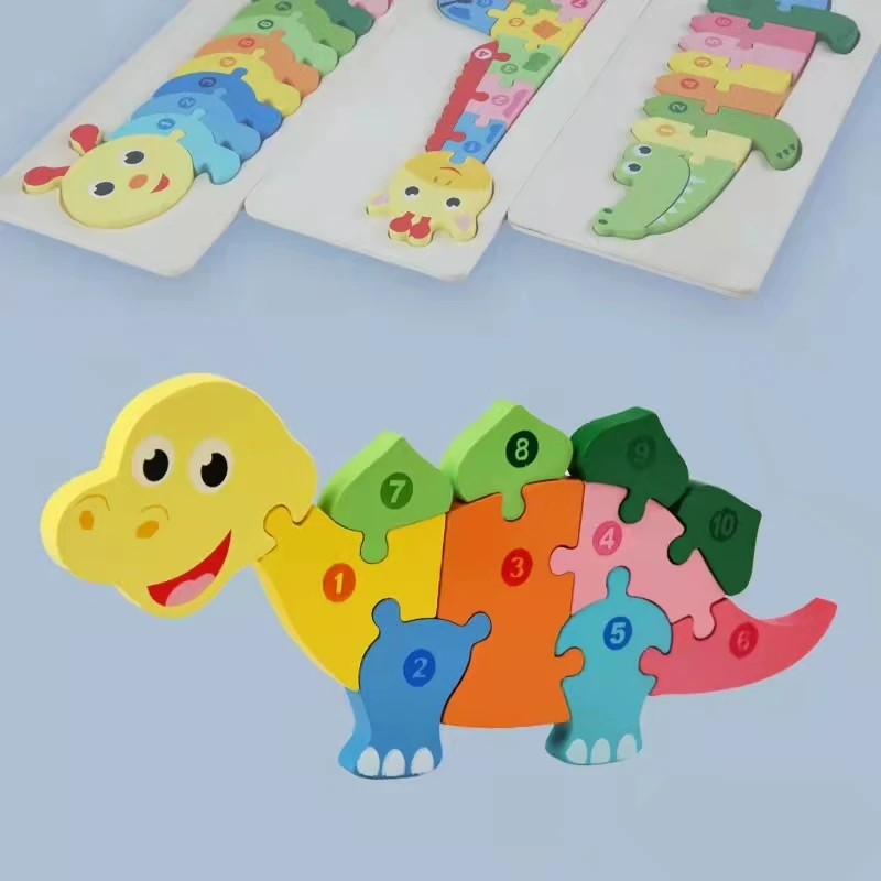 Animal Block Puzzles Montessori Toys for Kids 2 Years Old Wooden Puzzles Big Size