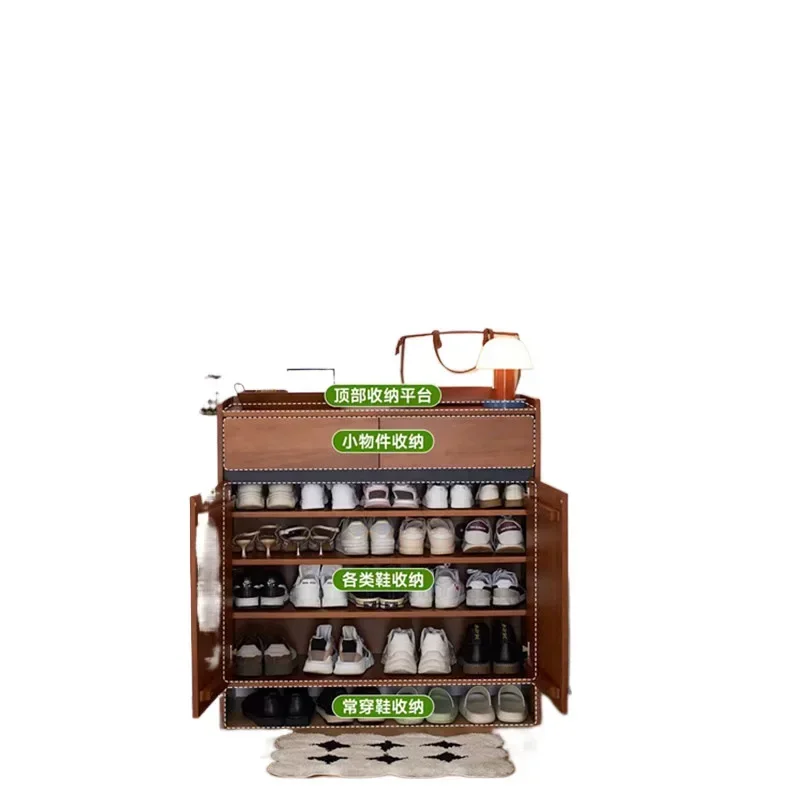 

Small apartment solid wood storage cabinet, large-capacity home shoe change partition cabinet