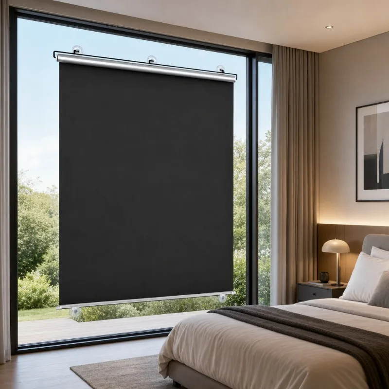 2 Non Perforated Curtains, Fully Blackout Glass Sunshades for Offices and Homes, and Insulated Sunshade Roller Blinds view 5