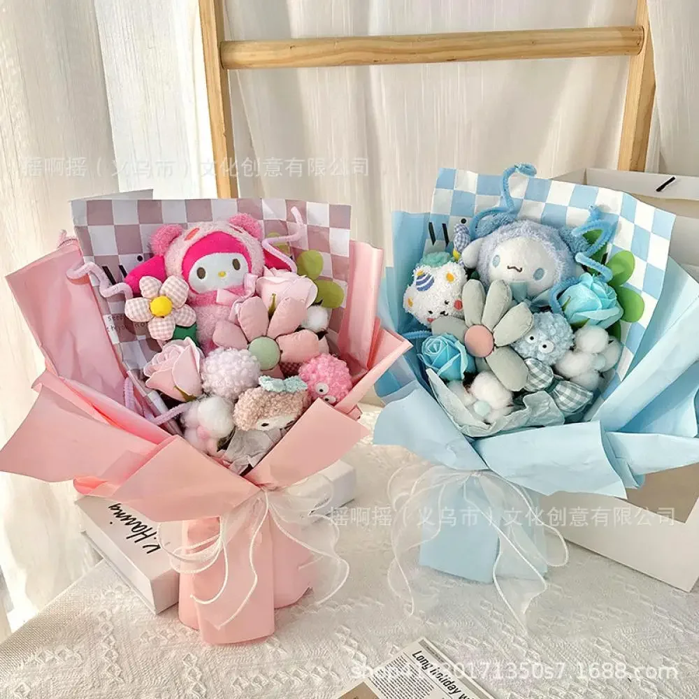 

Милый плюшевый букет с фигурками Cinnamoroll, Sanrio, My Melody, Kawaii Kuromi — подарок для девушки на день рождения, День святого Валентина, праздники, для подруги.
