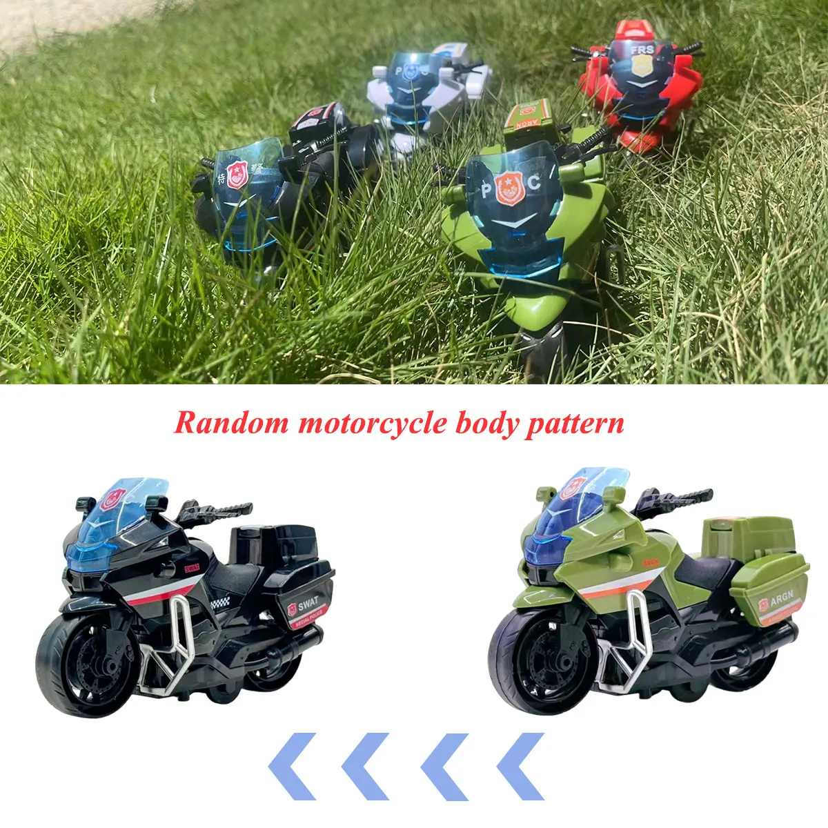 1Pc Children Inertia Motorcycle Fire Boys Play Car Toy Dinosaur City Service Motorcycle Random Body Patter or Color Vehicle Gift