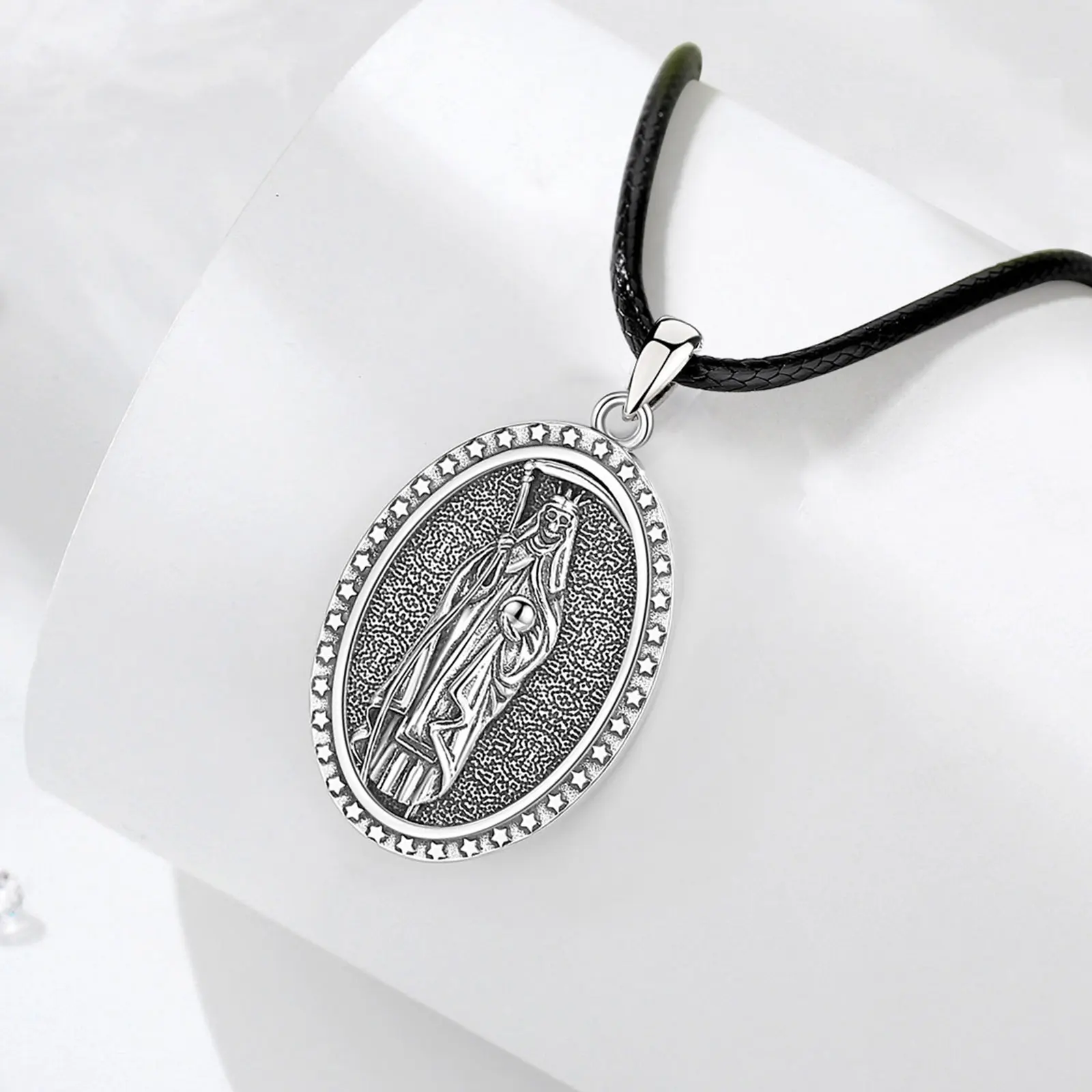 Eudora 925 Sterling Silver Holy Death Scythe Necklace for Women Man Vintage Santa Muerte Mexican Pendant Personality Jewelry Gif