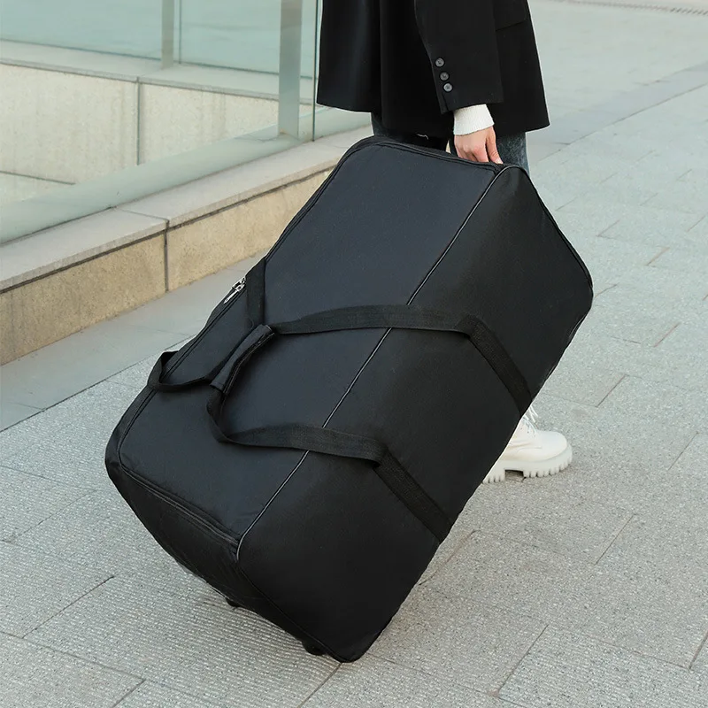 Wheeled Duffle Bag, Portable Large Waterproof Lightweight Checked Travel Luggage with Rolling Wheels and Handheld Carry Strap