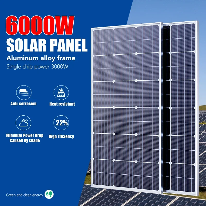 6000W Solar Panel, 18V High Efficiency, Portable Power Bank Flexible, Charging Outdoor Solar, For Battery Home Rv Camping