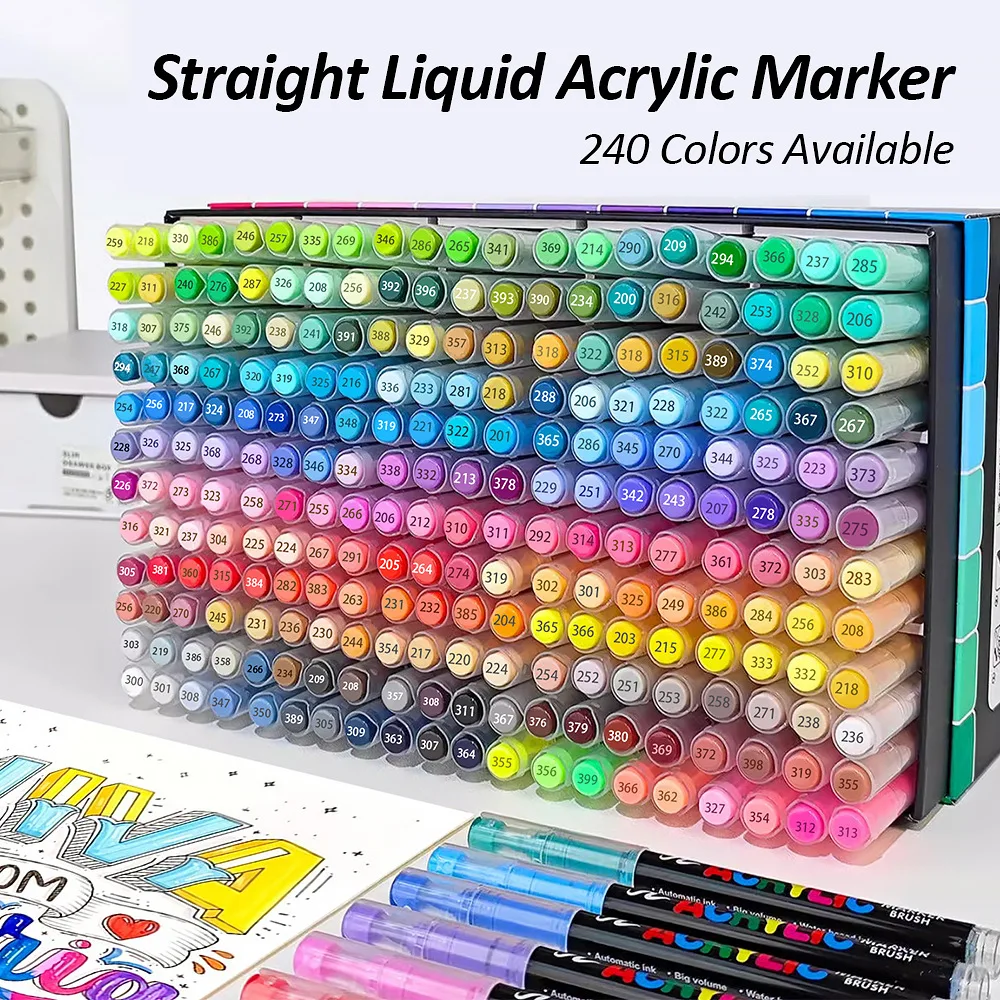 12/24/48/60 Colors Acrylic Marker Pen Paint Brush Pen Painting Coloring Pen DIY Graffiti Art Making School and Office Supplie