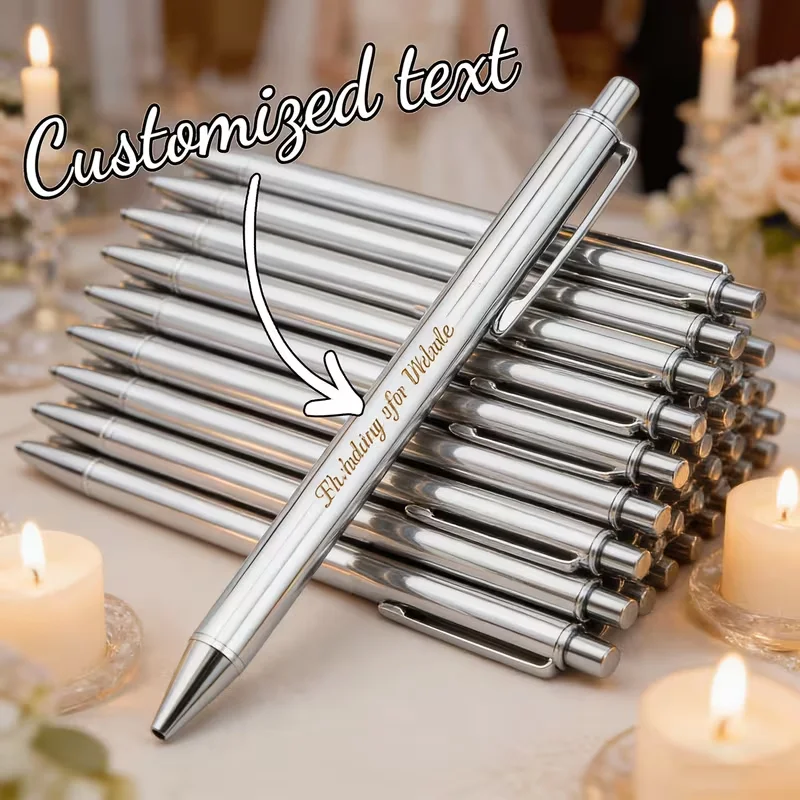 1Pcs/5Pcs/10Pcs/15Pcs Custom Personalized Laser Engraved Silver Gel Pen with Name, Personalized Metal Pen, Elegant Custom Name Silver Pen, Classy Party Favors, Anniversary Gifts, Office Stationery, Unique Birthday Gift