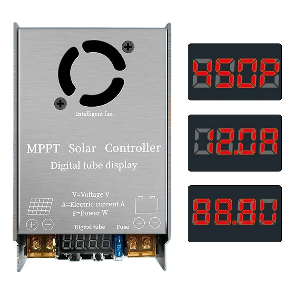 1 шт. MPPT-контроллер заряда солнечной батареи 9 В ~ 60 В светодиодный цифровой дисплей прокрутки MPPT повышающий солнечный контроллер 450 Вт интеллектуальное охлаждение вентилятора