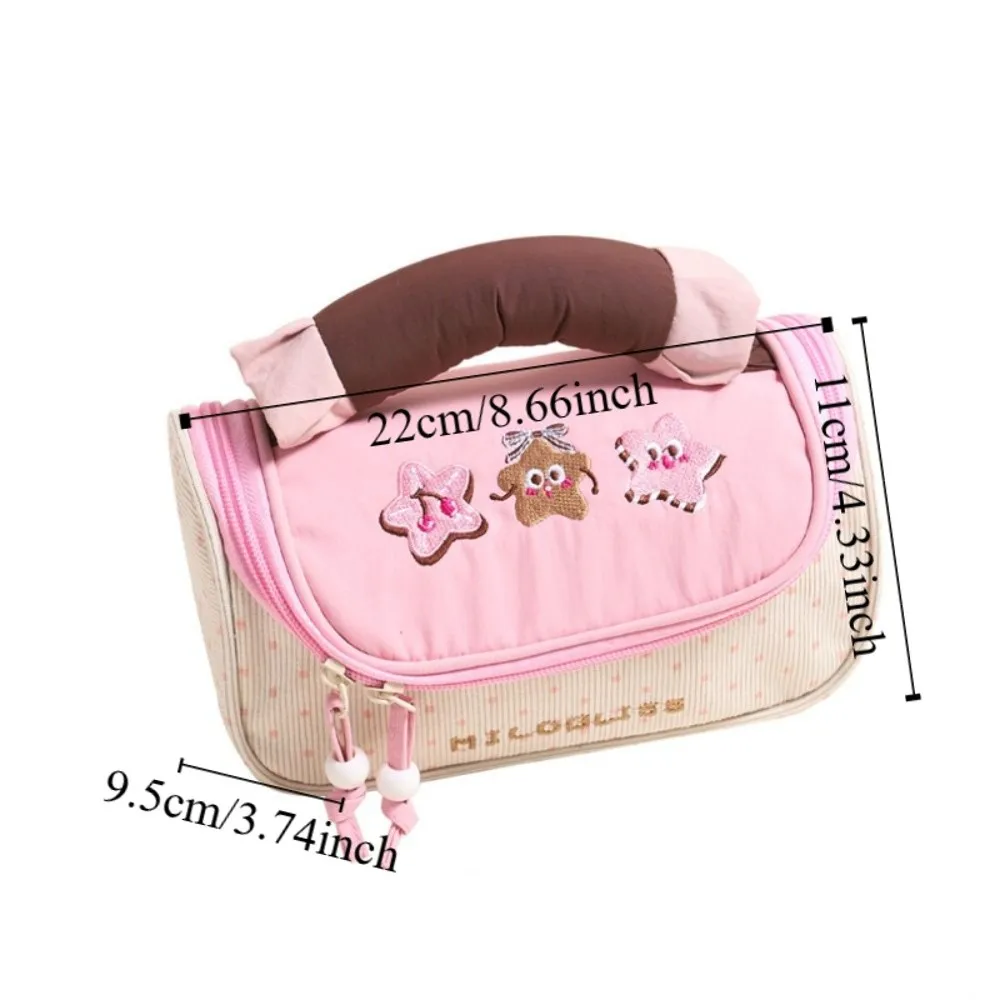 Large Capacity Handheld Makeup Bag Candy Color Aesthetic Pencil Case Multifunctional Stationery Organizer