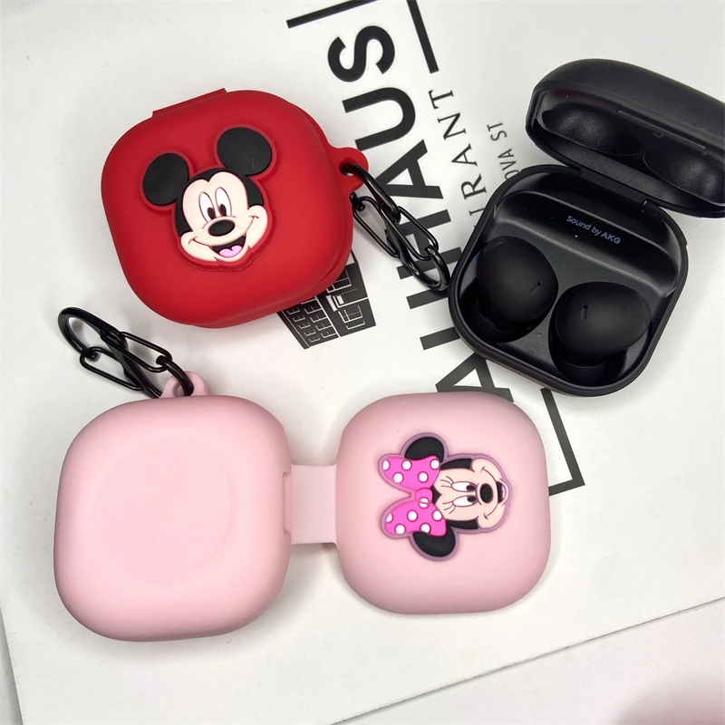 Disney Mickey Minnie Earphone Case for Samsung Galaxy Buds Live/Buds Pro/Buds 2/Buds2 Pro Silicone Soft Protective Case Earphone
