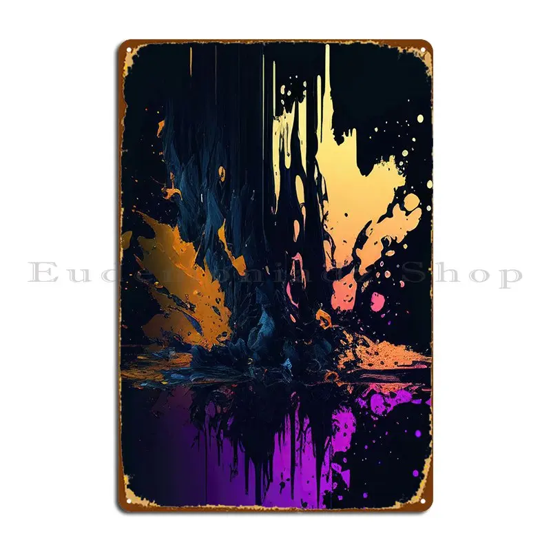 Colorful Ink Glitch Metal Sign Custom Cinema Printed Cave Printing Tin Sign Poster