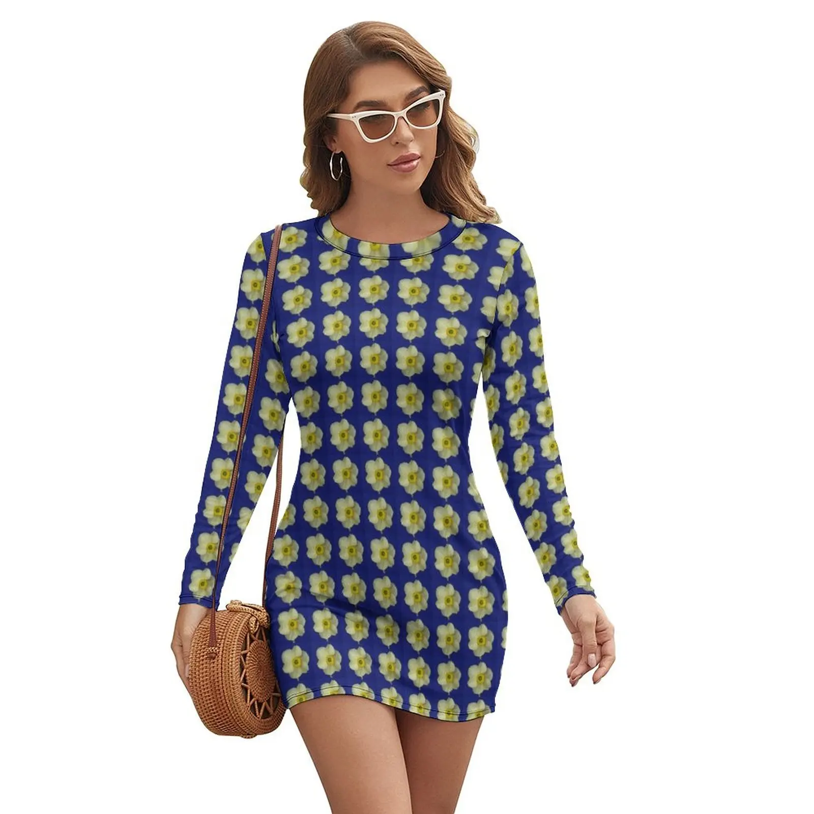 

Daffodil Dinkie on Blue Long-sleeved Dress summer dresses women 2024 elegant women's sets Women's clothing woman dress