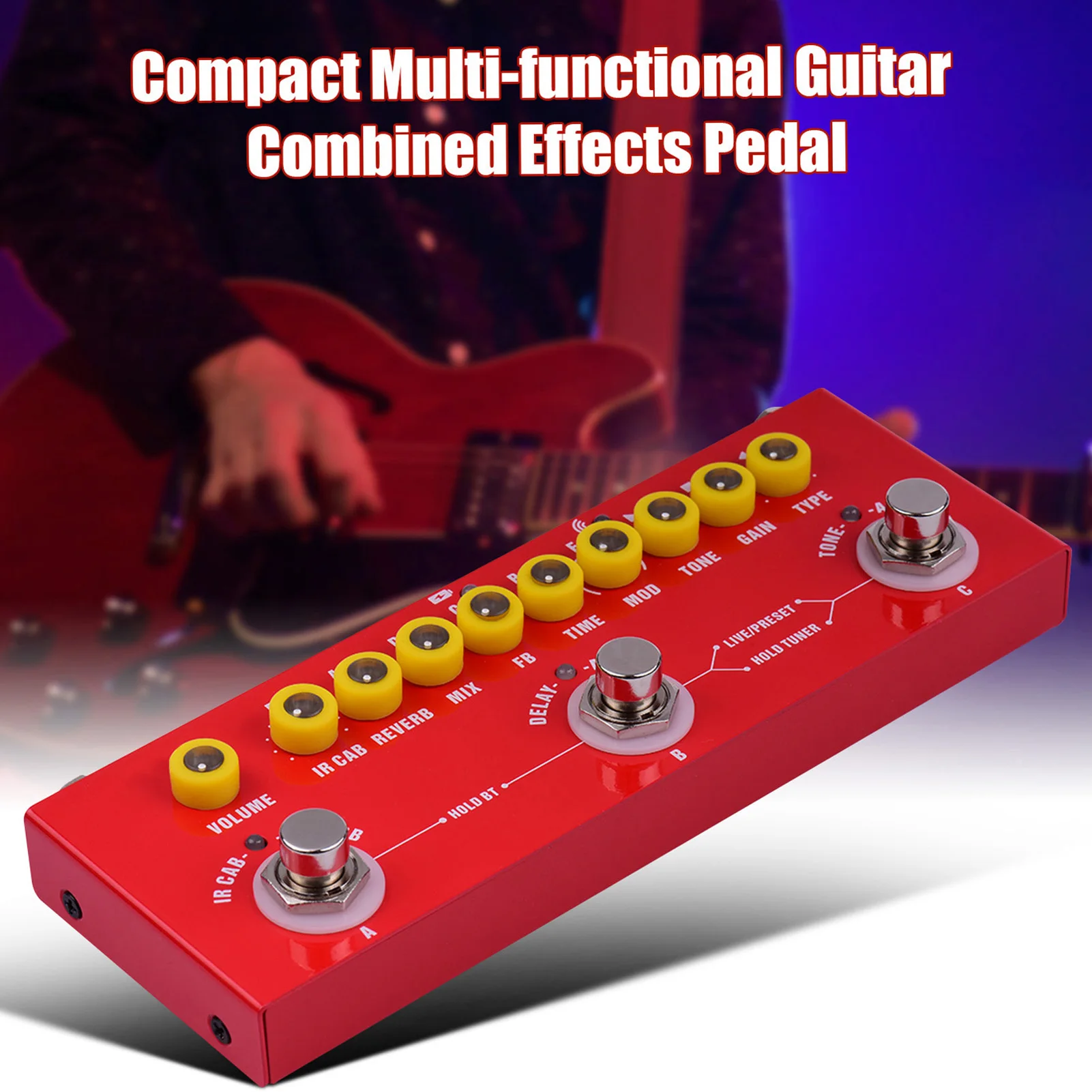 Portable Multi-functional Electric Guitar Combined Effects Pedal Built-in Battery with Phone Recording Wireless Music Playback