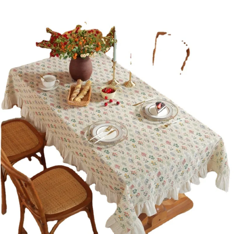 Tablecloth ins Style French Party Rectangular hotel dormitory ruffled photo table