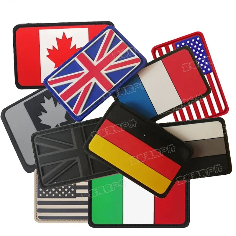UK Naszywka taktyczna na odzież USA Francja Niemcy 3D Klej kroplowy PVC Naszywki wojskowe Naszywki na ubrania Haft Szycie DIY