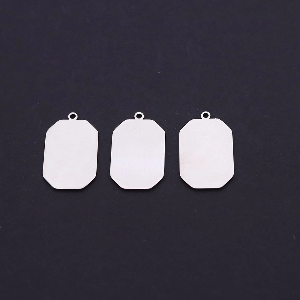 3pcs Geometric Stainless Steel Blank Octagonal Rectangle Tag Pendant Charms Fashion Jewelry Accessory Pendant diy Handcraft