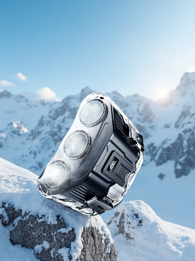 Dreifach-Windauslass, Langlebiger, Hüftmontierter, Kleiner Ventilator für Outdoor-Angeln im Sommer, Wiederaufladbar, Elektrischer Ventilator mit Starkem Wind