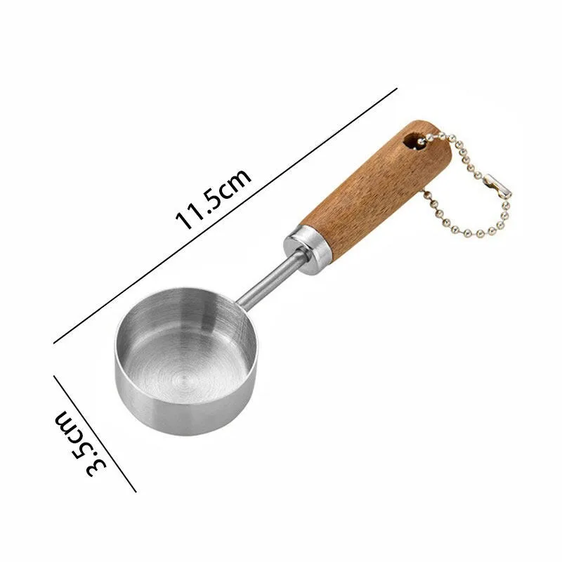 1PC Measuring Cup Gold-Plated Measuring Spoon Measuring Spoon  Coffee Scoop Spoon With Wooden Handle Cake Kitchen Baking Tools