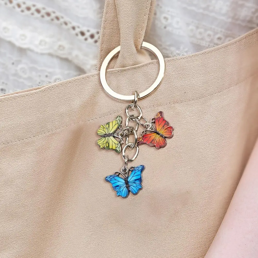 Keychain Charm Butterfly Charm Keychain Pendant for Bag Car Decor Vibrant Color Butterflies Keyring Holder Accessory Butterflies