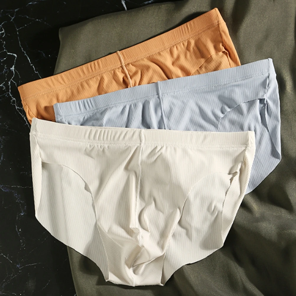

Men Striped Seamless Underpants Men Low Rise Underwear Sexy Tоy Mens Briefs Ultra-Thin Sexy Lingerie Solid Elastic Men's Panties
