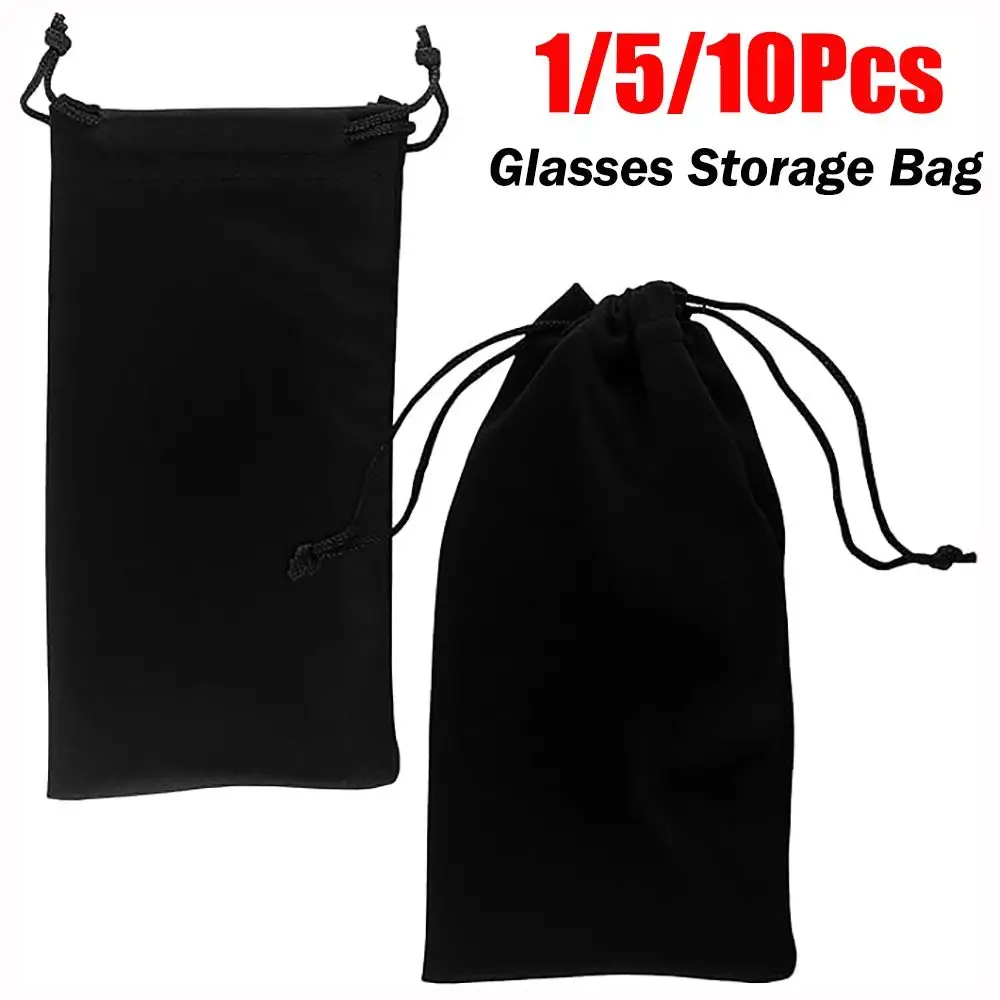 High Quality Drawstring Glasses Bags Microfiber Black Eyeglasses Pouch Eyewear Cases Bags