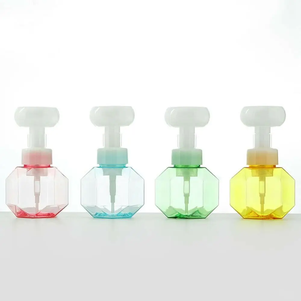 New Plastic Soap Dispenser 300ml Transparent Refillable Containers Flower-shaped Liquid Foam Pump Bottle