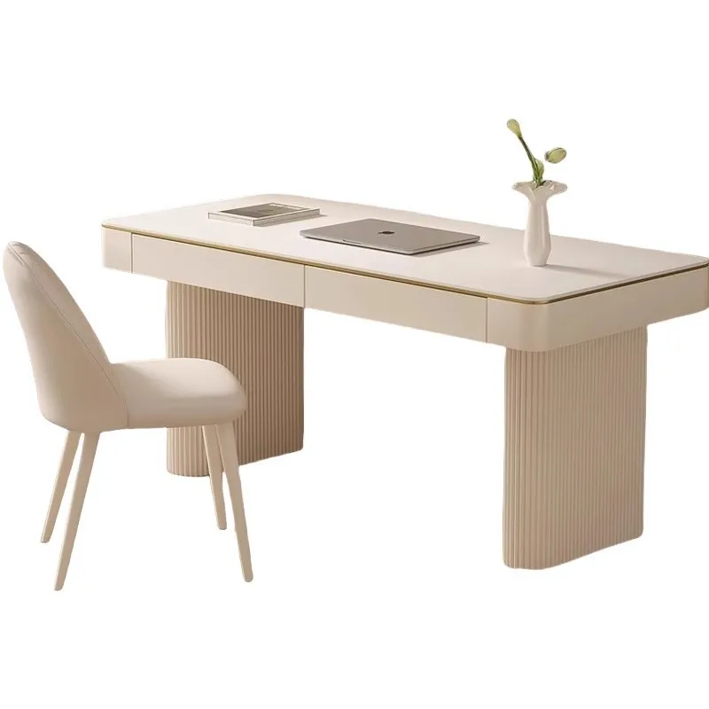 Cream wind rock slab desk light luxury modern student home bedroom study writing table small apartment high-end