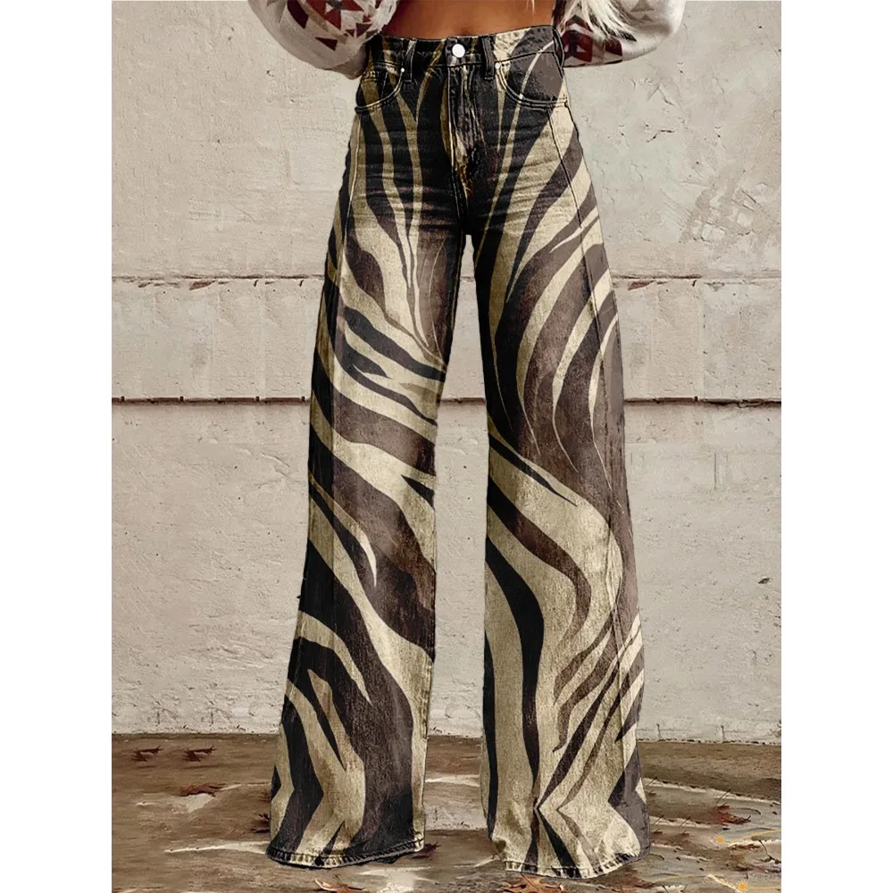 

Красочные широкие брюки с леопардовым принтом, женские праздничные брюки с высокой талией, вечерние брюки с животным узором, уличная одежда в стиле панк, хип-хоп