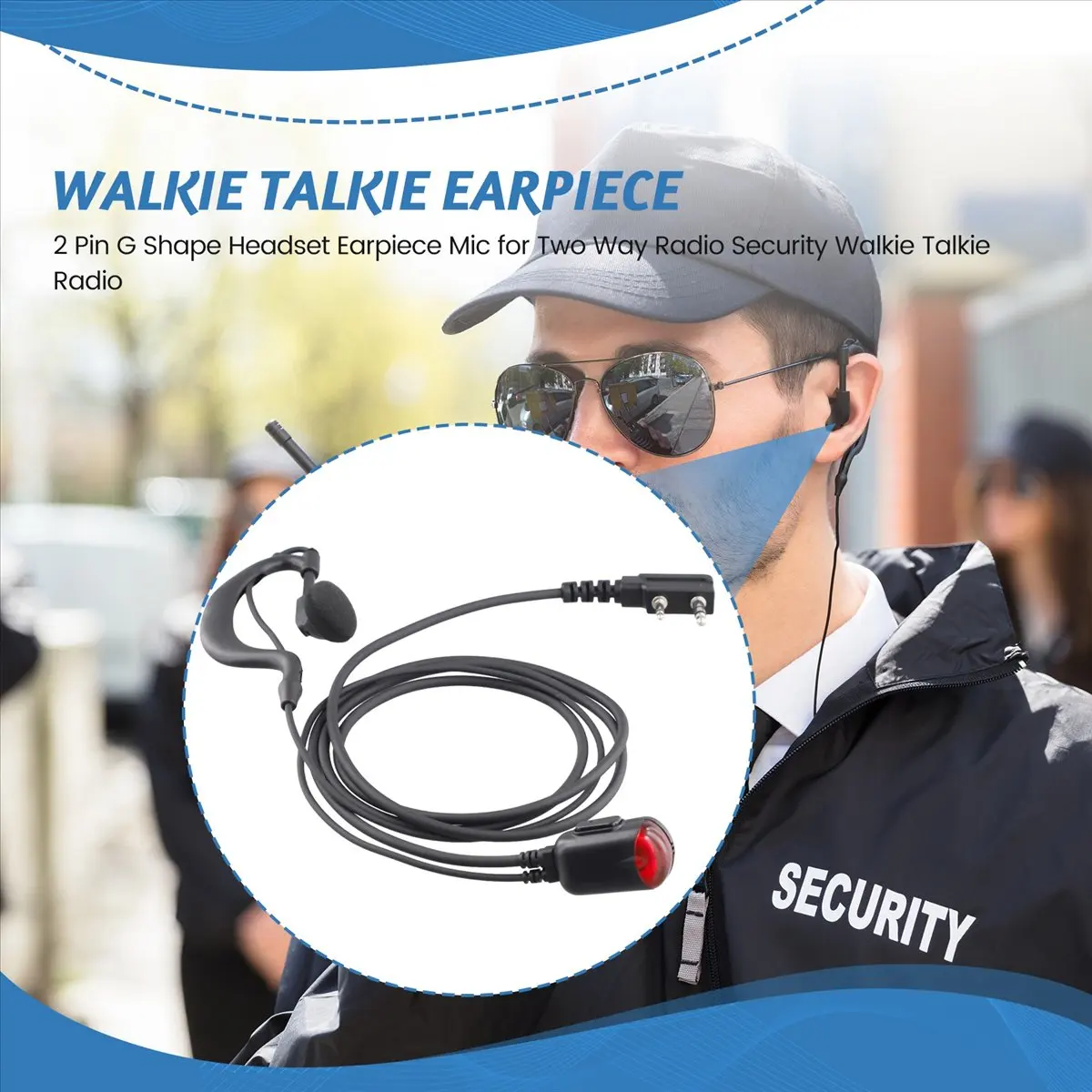 【A03R~】 2 Pin G Shape Headset Earpiece Mic for Two Way Radio Security Walkie Talkie Radio for