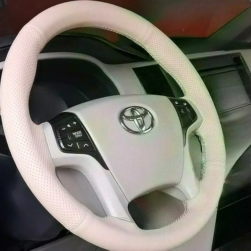 Hand-stitched renovation wear-resistant Non-slip black Leather car steering wheel cover For Toyota Sienna 2011 2012 2013 2014