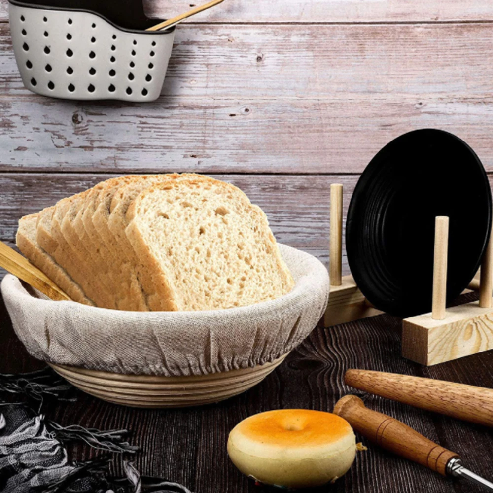 Rattan Bread Fermentation Baskets Banneton Brotform Dougn Wicker Proofing Tray Sourdough Holder with Cover for Home Kitchen