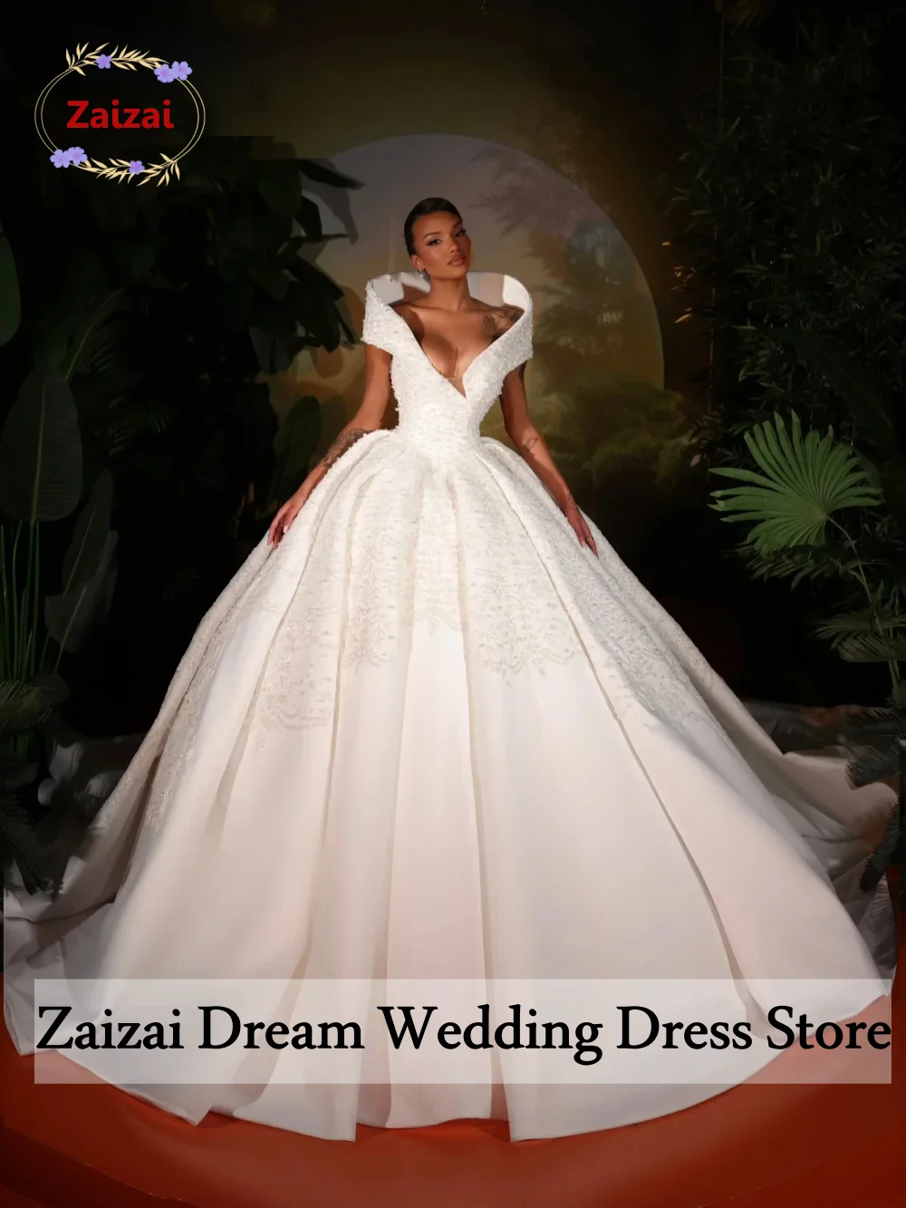 Customzied 2026 Gorgeous White Fully Beaded Pearls Wedding Dress Satin Deep V-neck Bridal Gown New Charming Dresses For Bride