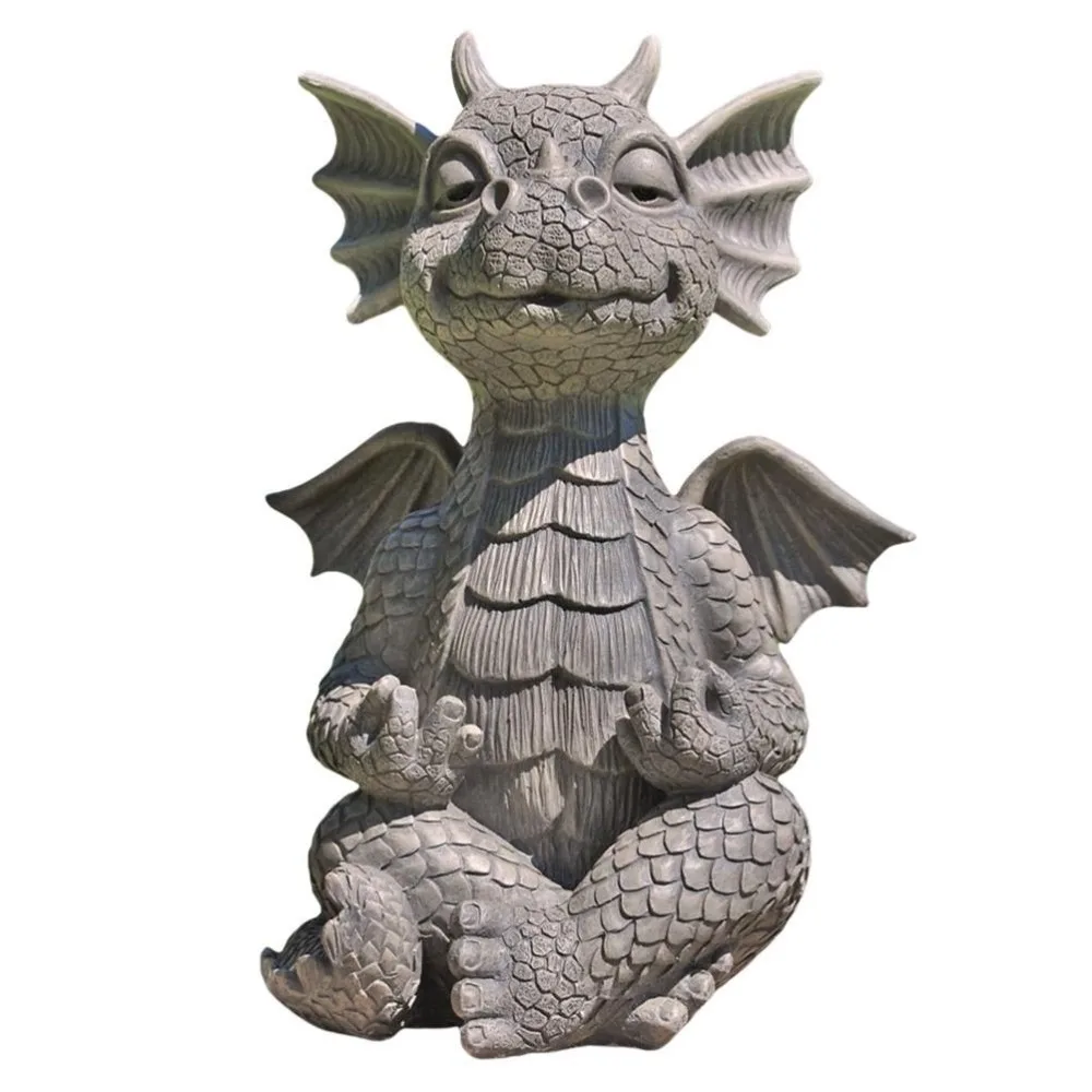 Meditating Yoga Dragon Figurine Feng Shui Handmade Zen Dragon Meditation Statue Resin Garden Decoration Namaste Dragon