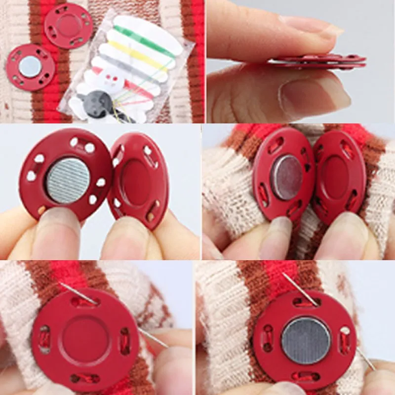 5 pairs Sewing Supplies Magnet Stone Colorful Automatic Magnetic Snap Buttons Invisible Suitcase Bag Coat Buckle DIY Craft