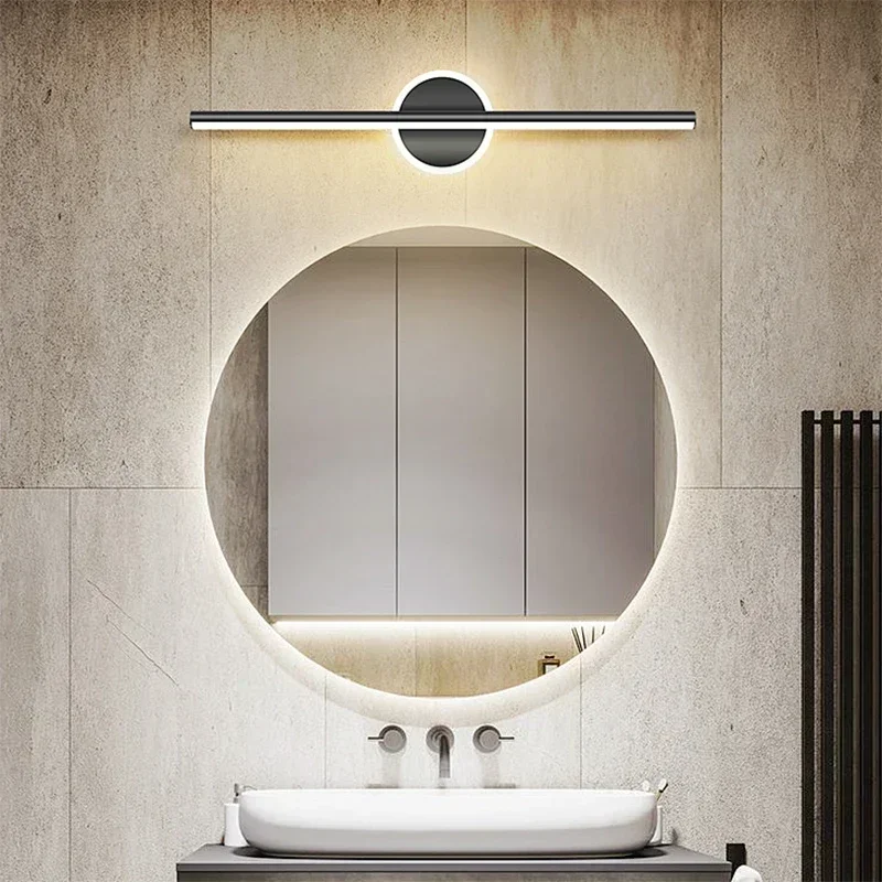 Modern LED Mirror Lamp 40/55cm Wall Light Bathroom Toilet Black Gold Long Strip Fixture Home Decor Led Lighting Lamps Lustre