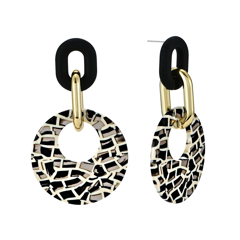 

Personality long earrings, retro exaggerated zebra pattern geometric earrings