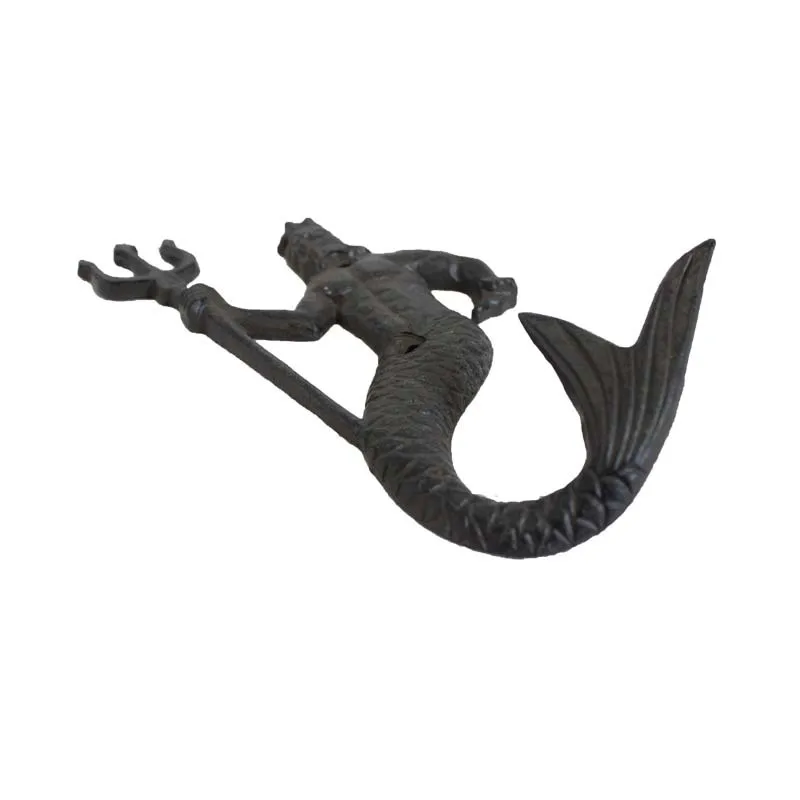 Nordic style cast iron crafts Mermaid shape Wall hook hanging Retro creative Personality Decoration for Home Living room