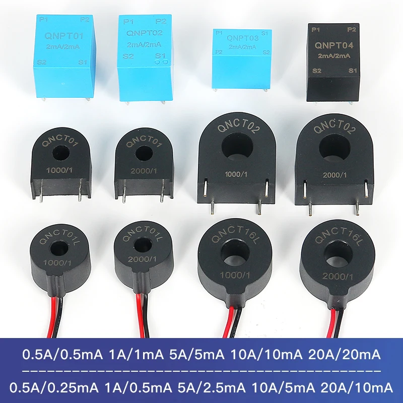 Micro Current Transformer PCB Mount CT QNCT01 5A/5mA 5A/2.5mA 1:1000 1:2000 Small AC Current Sensor CT 1A 5A 10A Factory Price