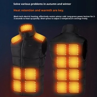 Smart Lighting Heating Vest 15 Zones Adjustable Double Sided Zipper Warm Stand Collar Motorcycle Rider Vest Constant Temperature