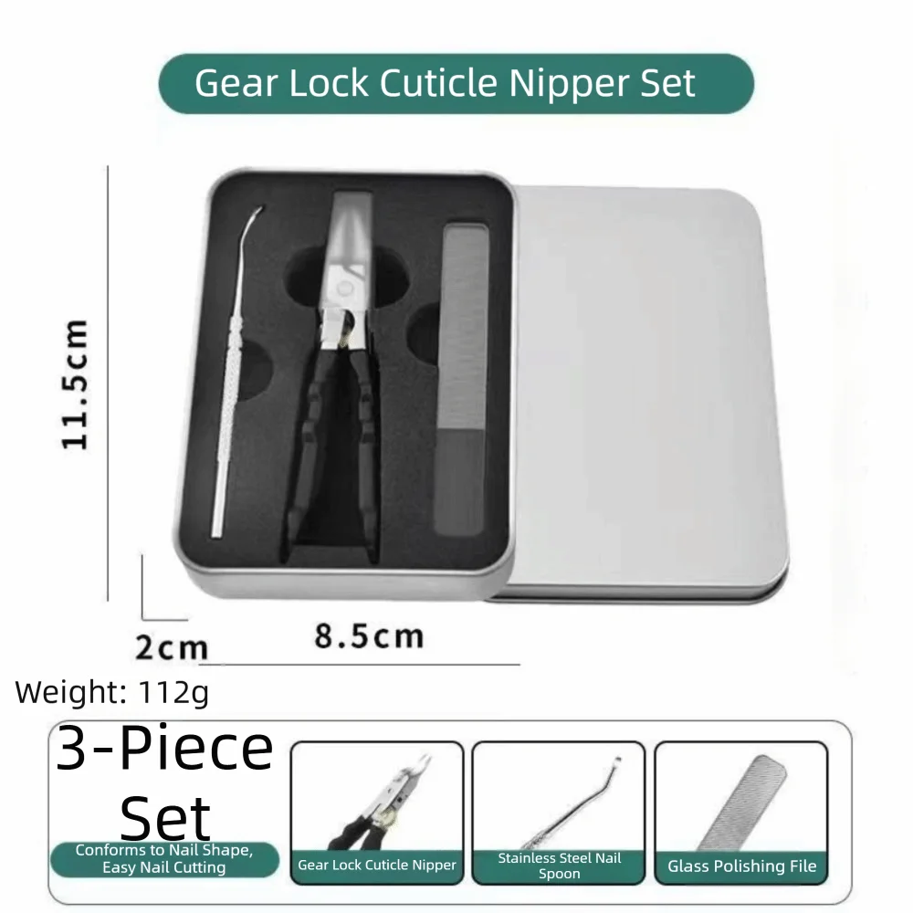 3Pcs/Set Anti-Slip Grip Nail Clipper Set Precise Access Ultra-Sharp Tips Eagle Beak Angled Nail Clippers Nail Tools Nail file