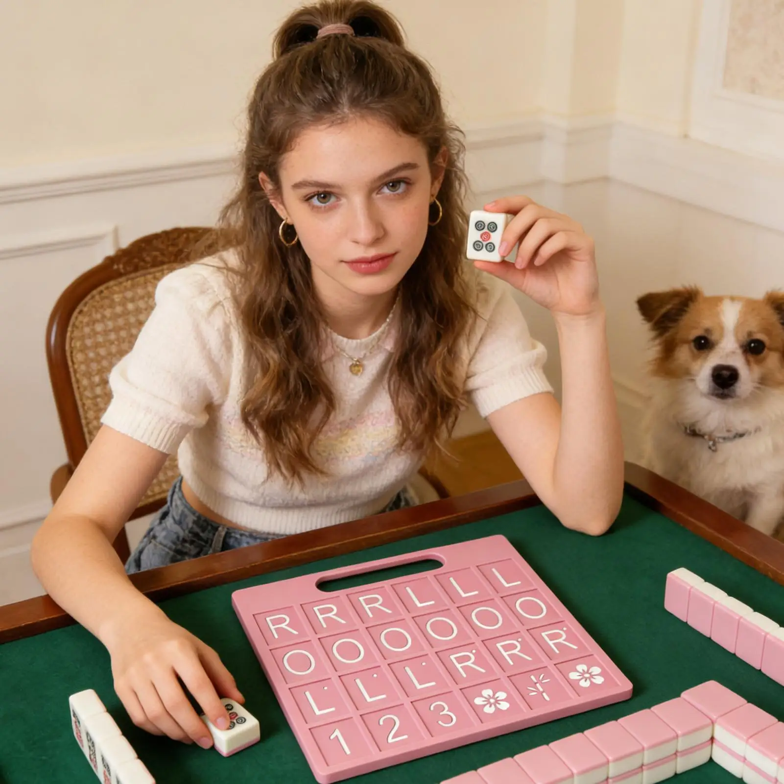 Solo Mahjong Board 24 Slots Portable American Fun Lightweight Games Mahjong Practice Board Training Tool for Holiday Birthday