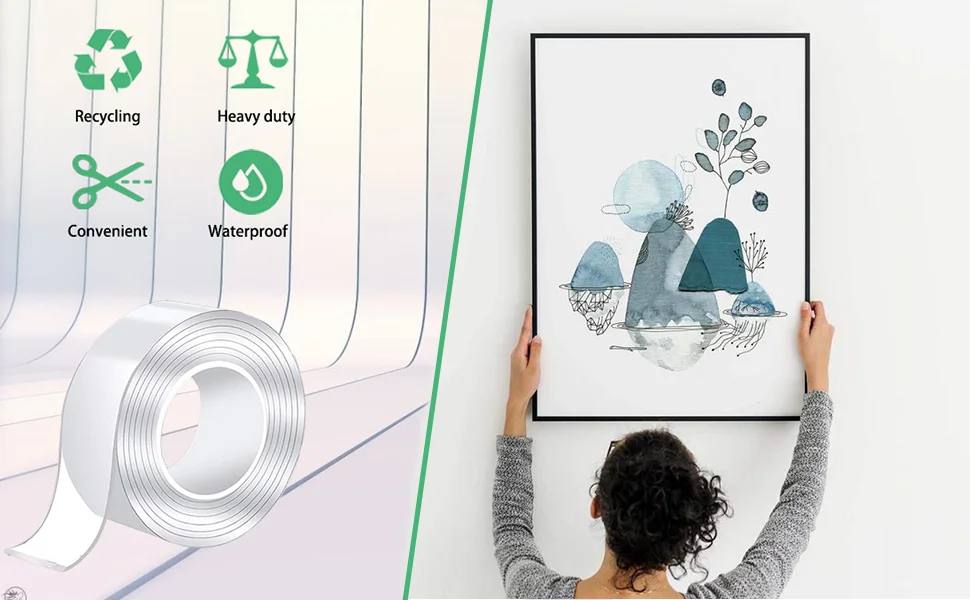 Нано-двусторонний скотч, сверхмощный, съемный и моющийся, вмещает до 2,2 фунта (1,0 кг)! Монтажные ленты для стены/автомобиля/дома с